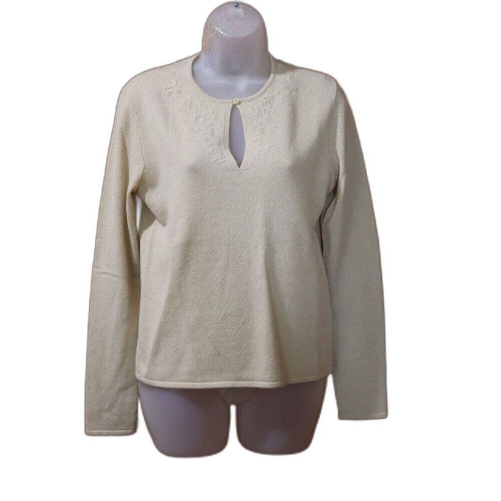 Ralph Lauren Black Label Cashmere Pullover Sweater Keyhole V Crew Neck Tan